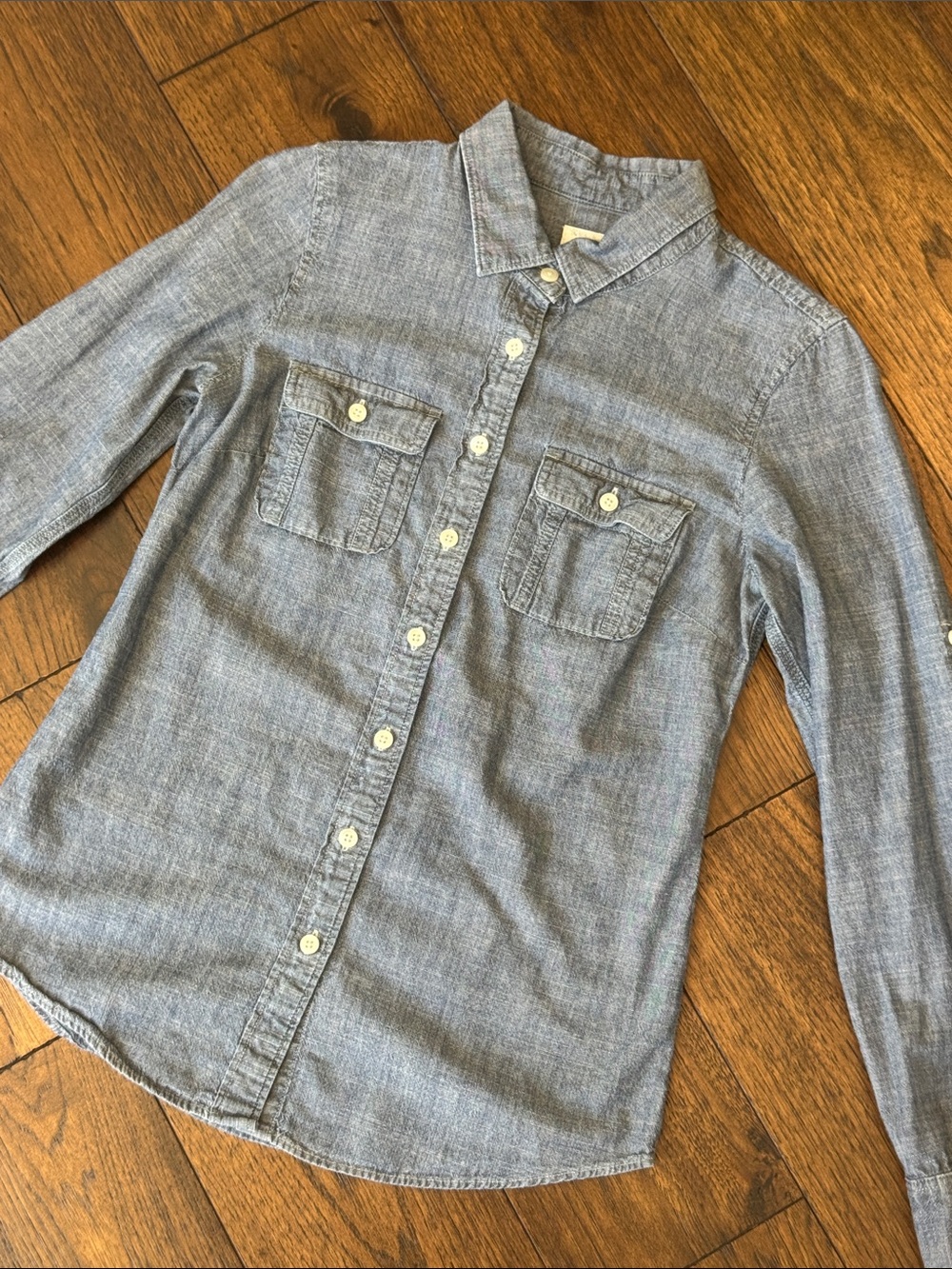 J. Crew Women’s “The Perfect Shirt” Blue Chambray Button-Down Shirt